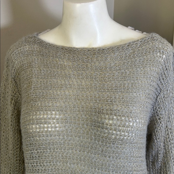 Wooden Ships Asymmetrical Sweater Lace Pullover Dawn Gold Sz M/L NEW - Picture 2 of 10